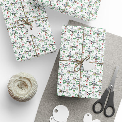 Custom Name Trees & Snowmen Wrapping Papers (Megan)