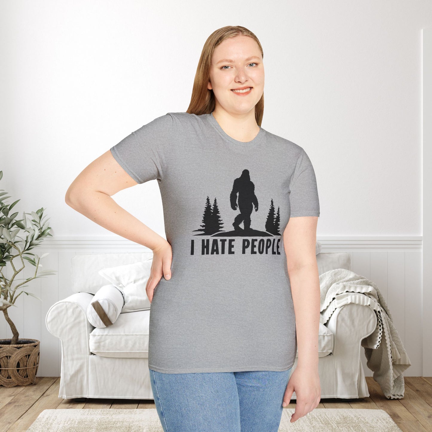 Bigfoot: I Hate People Adult T-shirt