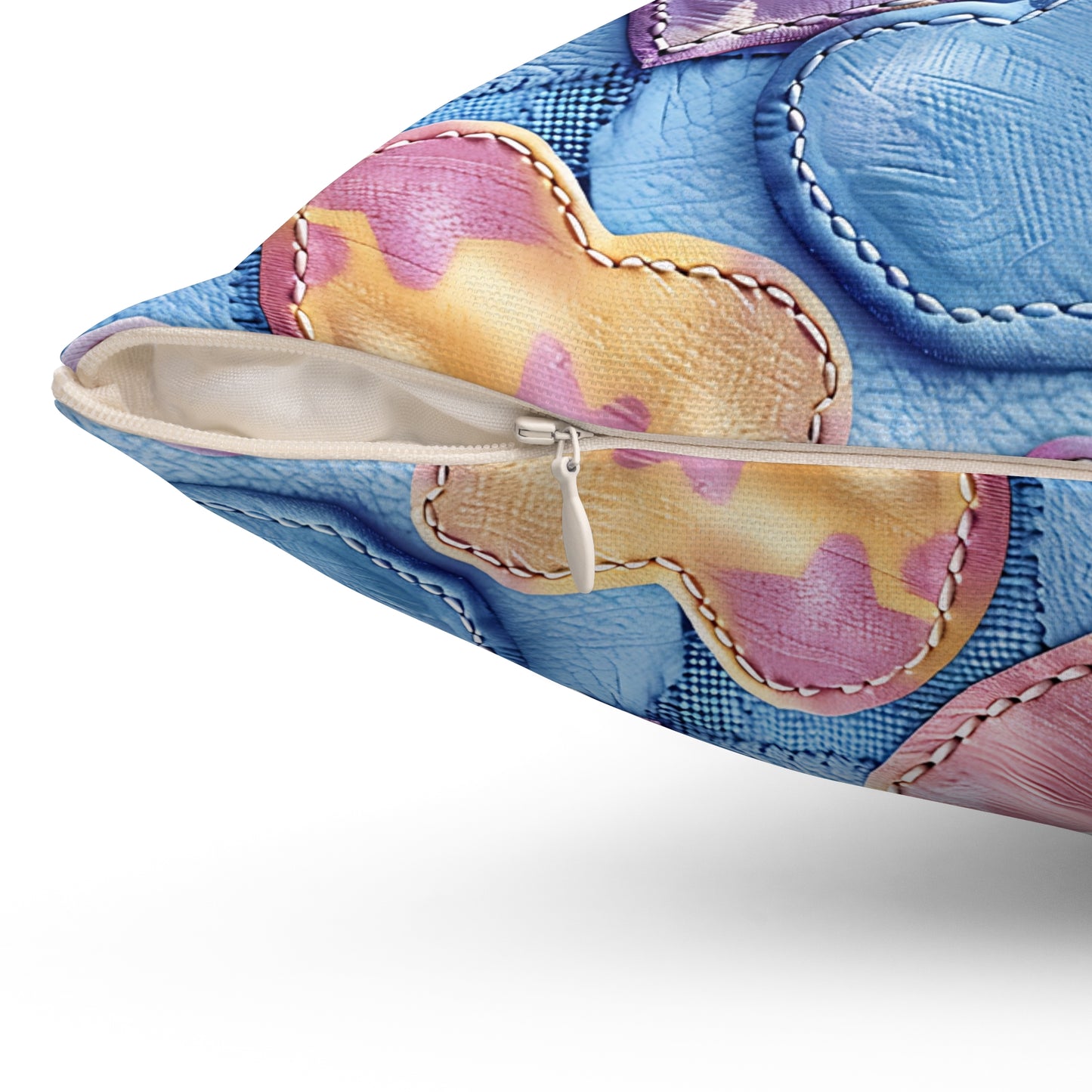 Color Pop Stitched Hearts Throw Pillow