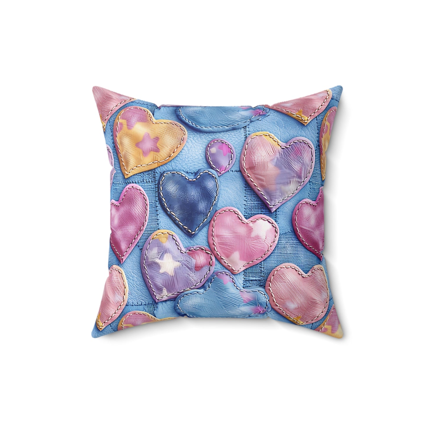 Color Pop Stitched Hearts Throw Pillow