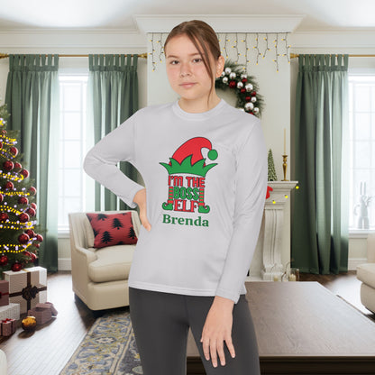 I'm The Boss Elf Personalized Youth Long Sleeve Tee