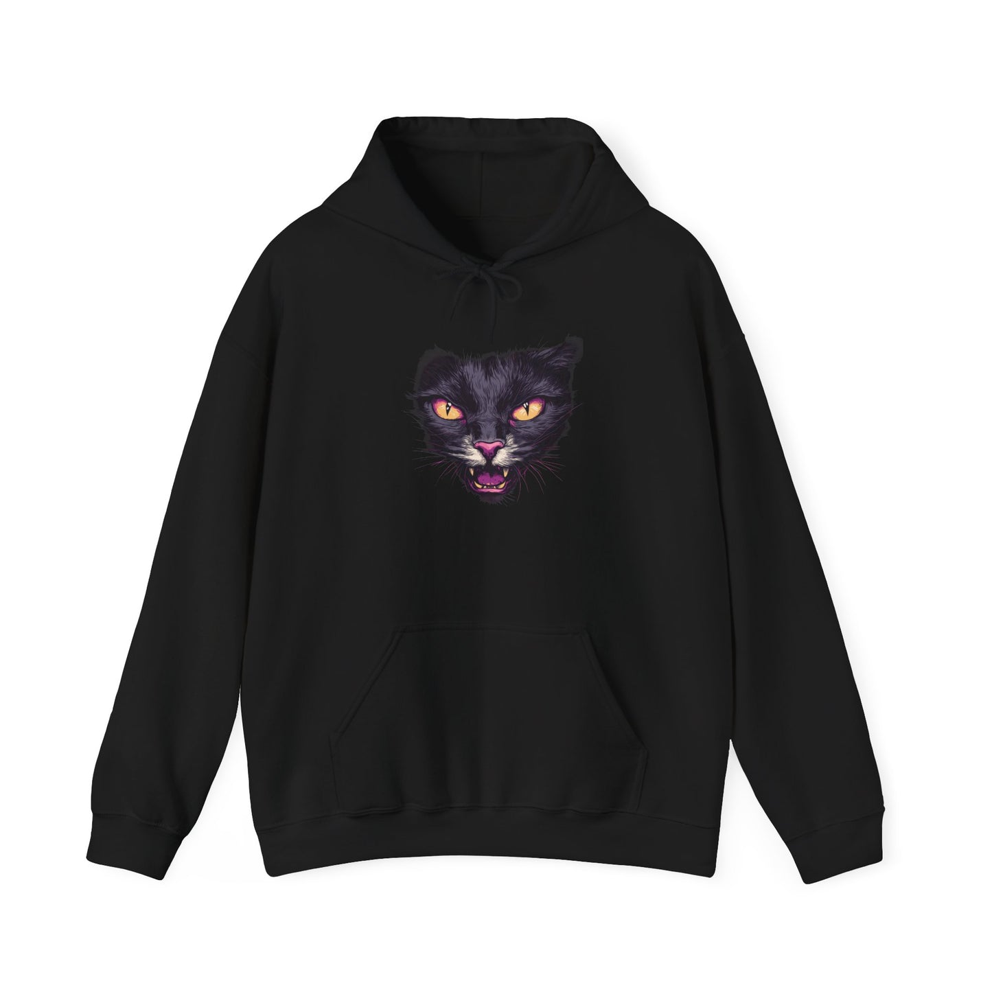 Black Cat Face Heavy Blend™ Hooded Sweatshirt