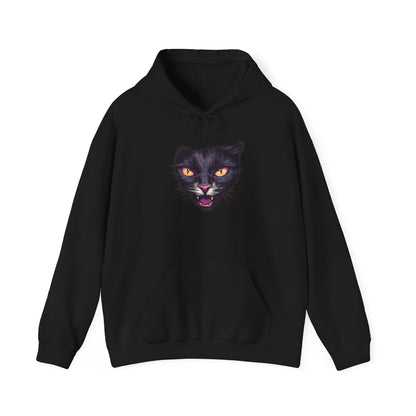 Black Cat Face Heavy Blend™ Hooded Sweatshirt