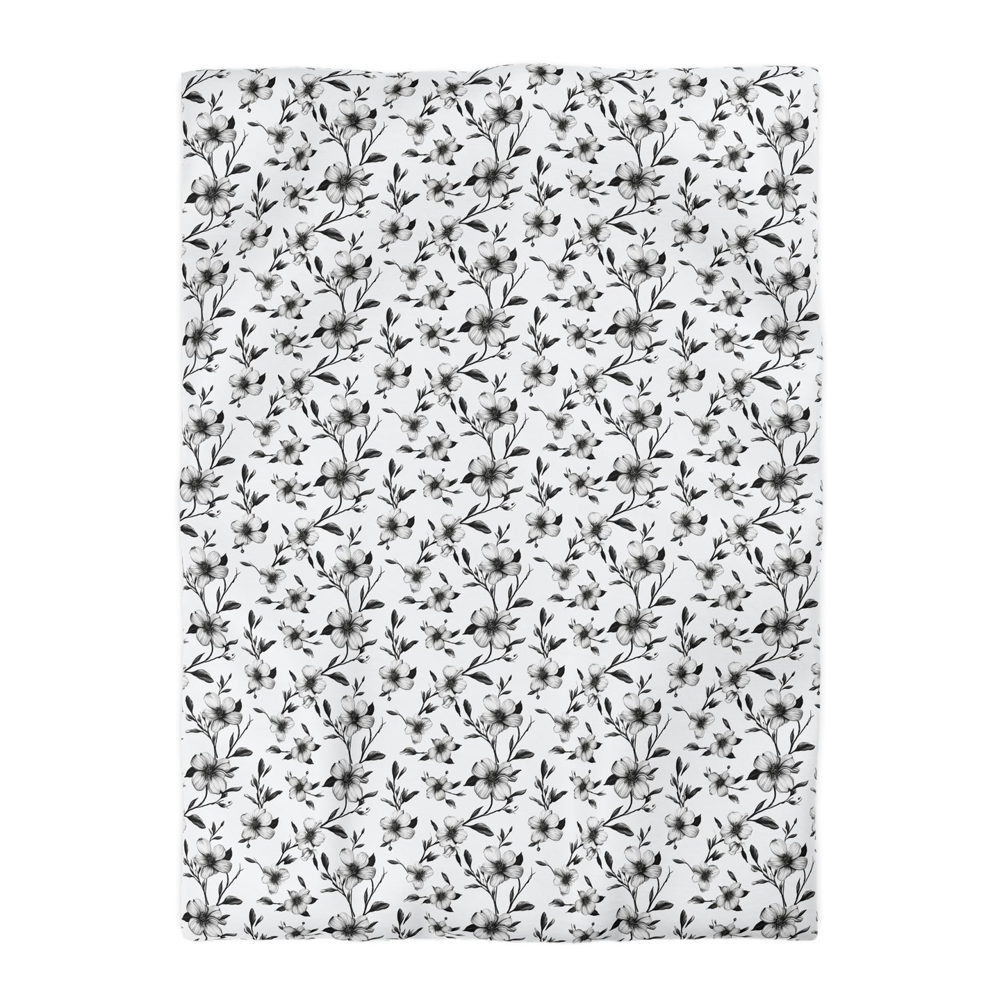 Black & White Five Petal Floral Duvet Bedding Set