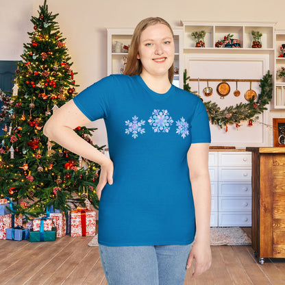 Bluish Snowflakes Adult T-shirt