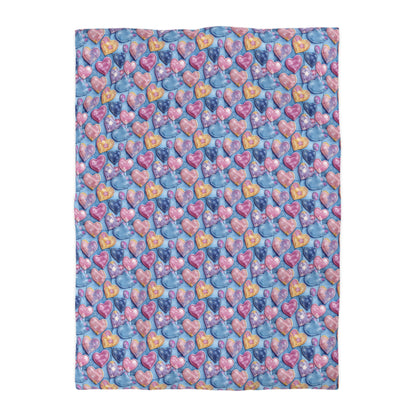 Color Pop Stitched Hearts Microfiber Duvet Cover
