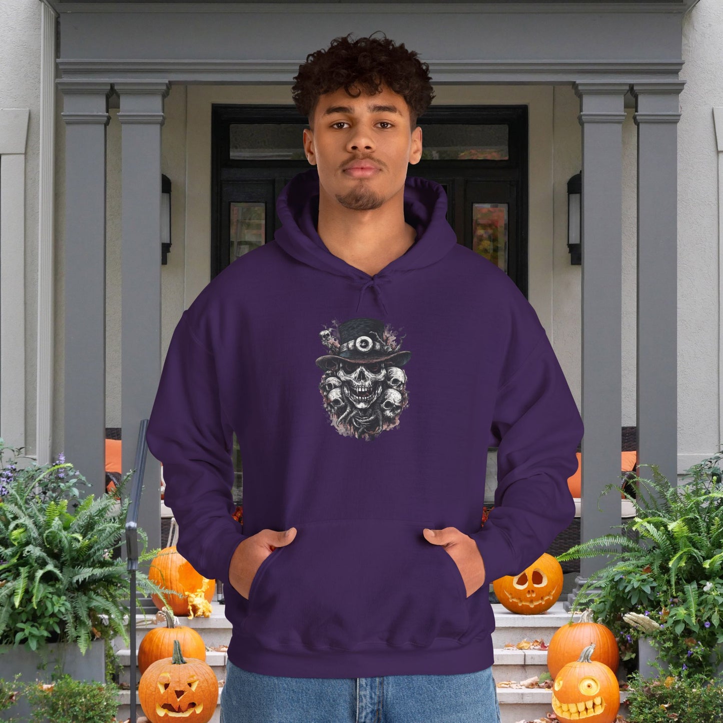 Creepy Skulls w/Top Hat Heavy Blend™ Hooded Sweatshirt