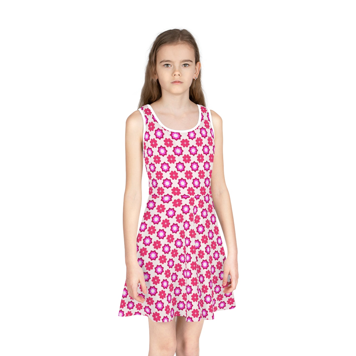 Rosy Star Garden Girls' Sleeveless Sundress