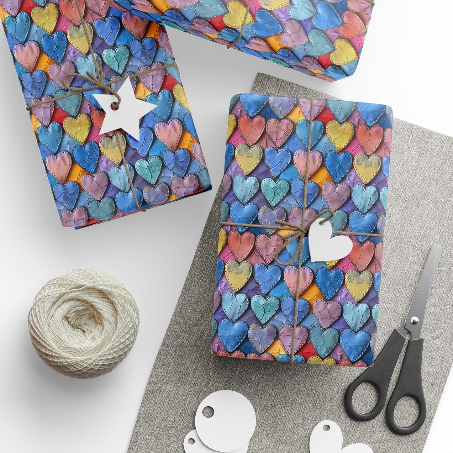 Color Pop Leather Hearts Wrapping Paper