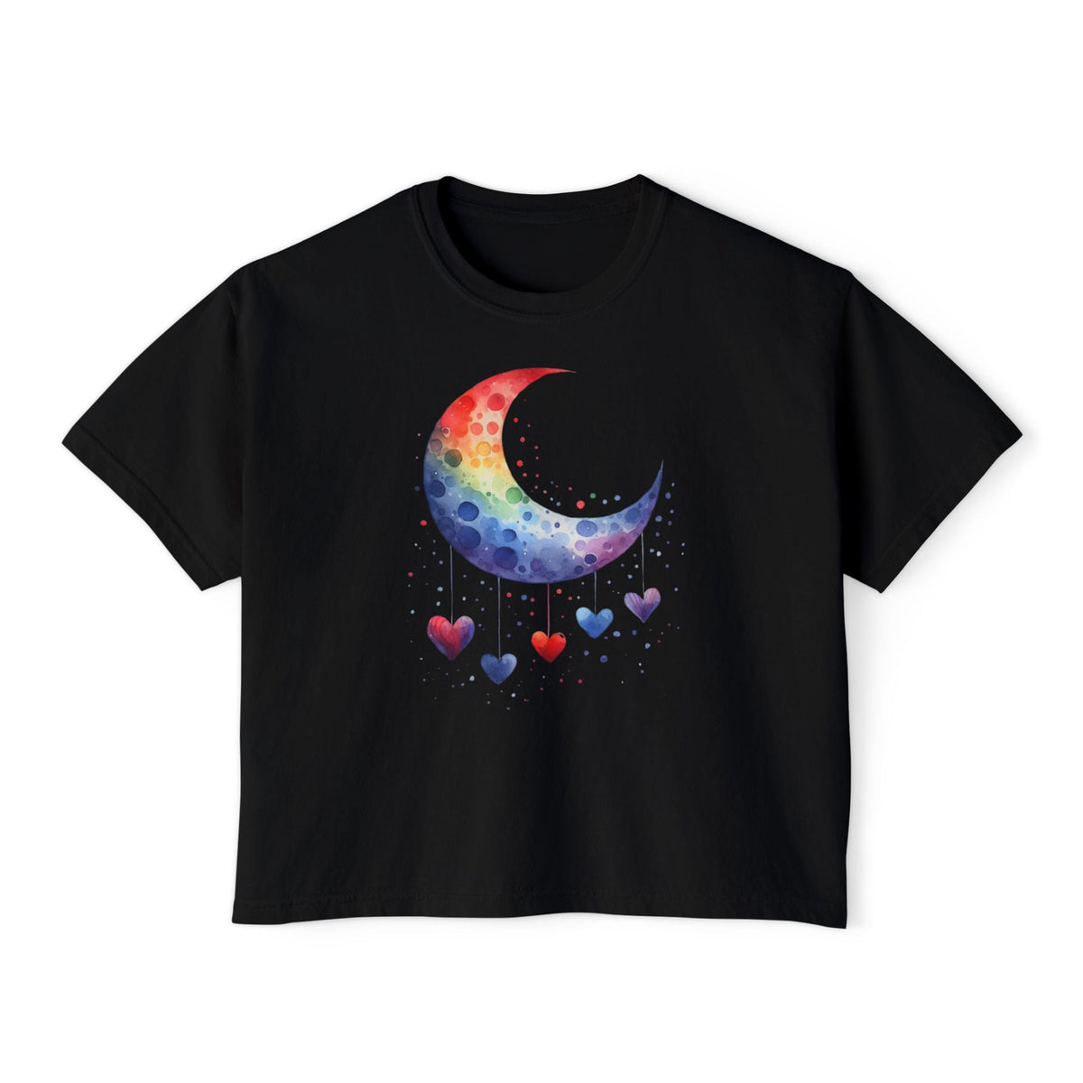 Colorful Heart Moon Women's Boxy Tee