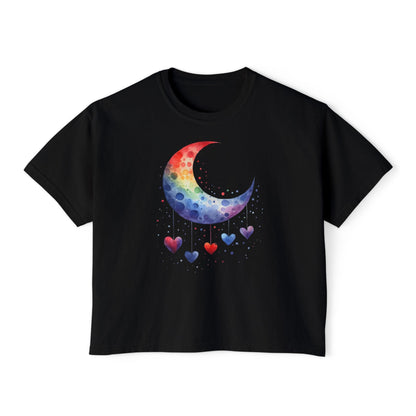 Colorful Heart Moon Women's Boxy Tee