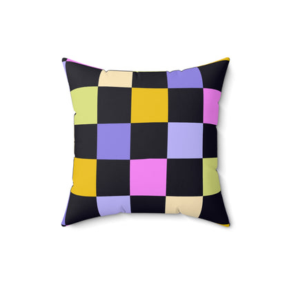 Joyful Checkerboard Throw Pillow