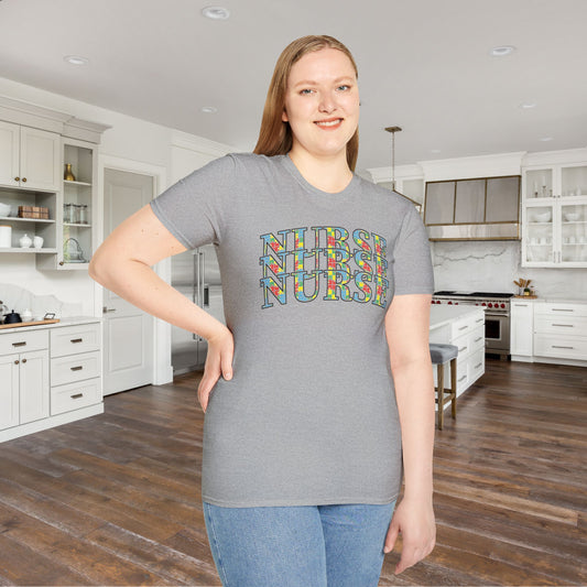 Nurse Puzzle Letters Typography Adult T-shirt