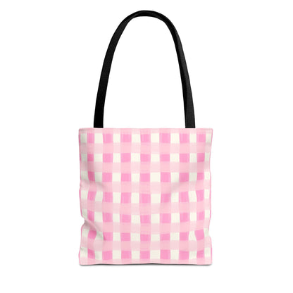 Dreamy Rose Gingham Canvas Tote Bag