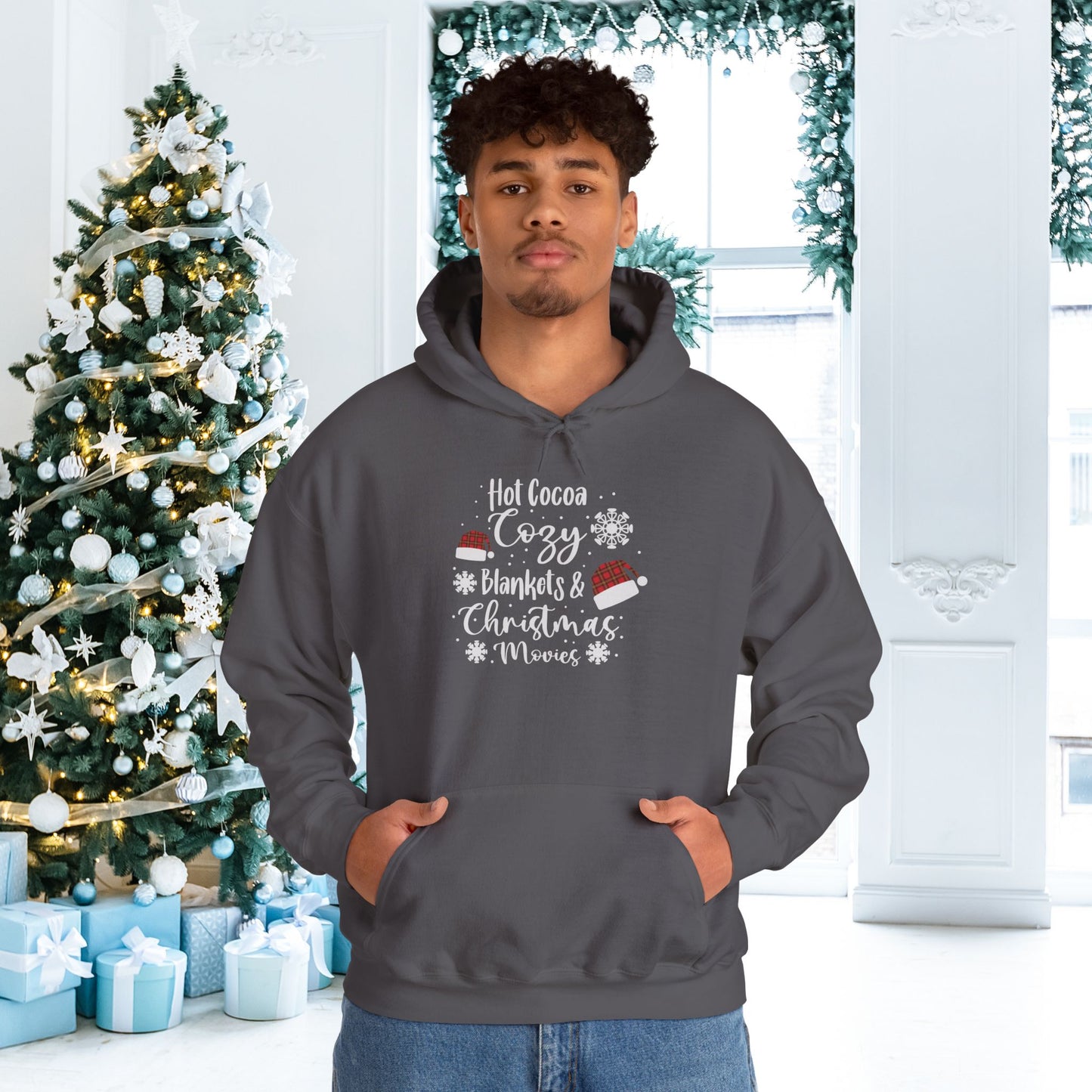Hot Cocoa, Cozy Blankets & Christmas Movies Adult Heavy Blend™ Hooded Sweatshirt