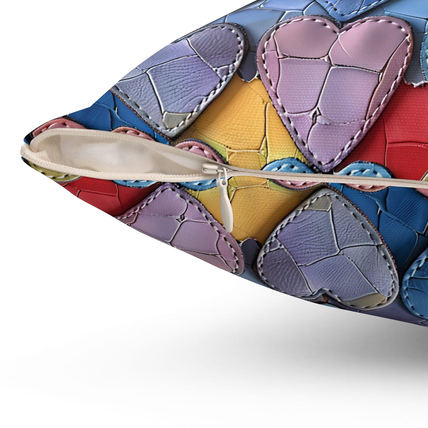 Color Pop Leather Hearts Throw Pillow
