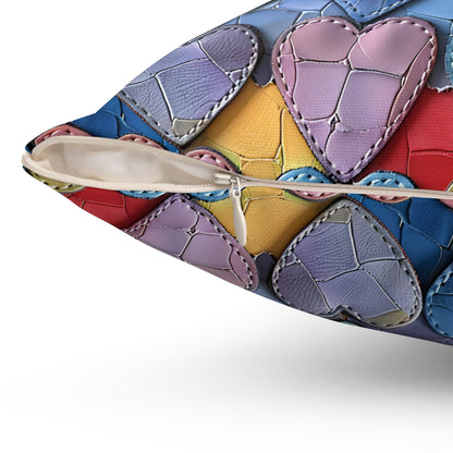 Color Pop Leather Hearts Throw Pillow