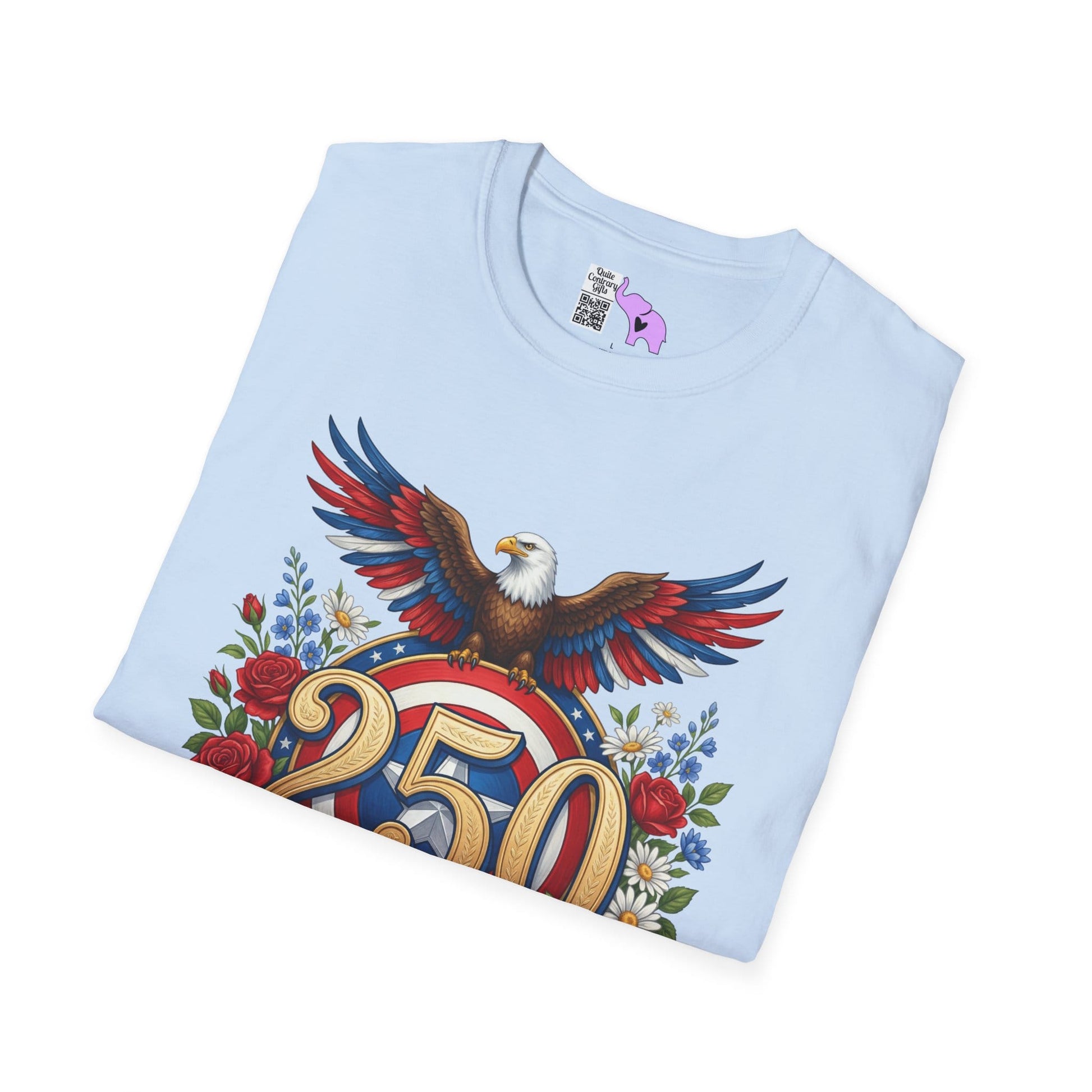 Bald Eagle & Flowers 250 Years of Freedom 1776-2026 Anniversary Adult T-shirt