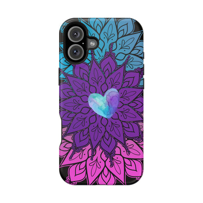 Colorful Mandala w/Heart MagSafe® Compatible Tough Case for iPhone