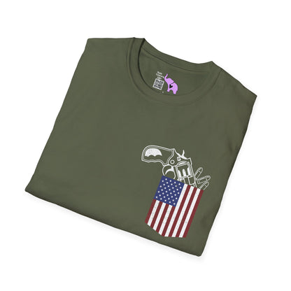 American Flag Pocket Gun Adult T-shirt