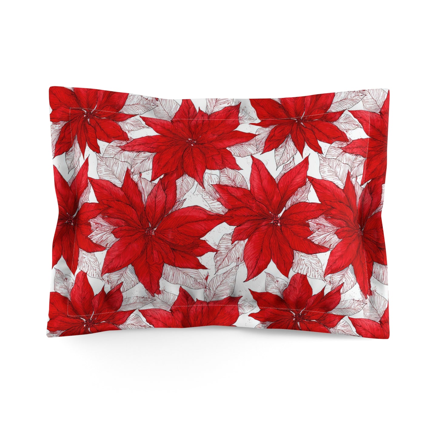 Crimson Poinsettia Sketch Basic Bedding Set