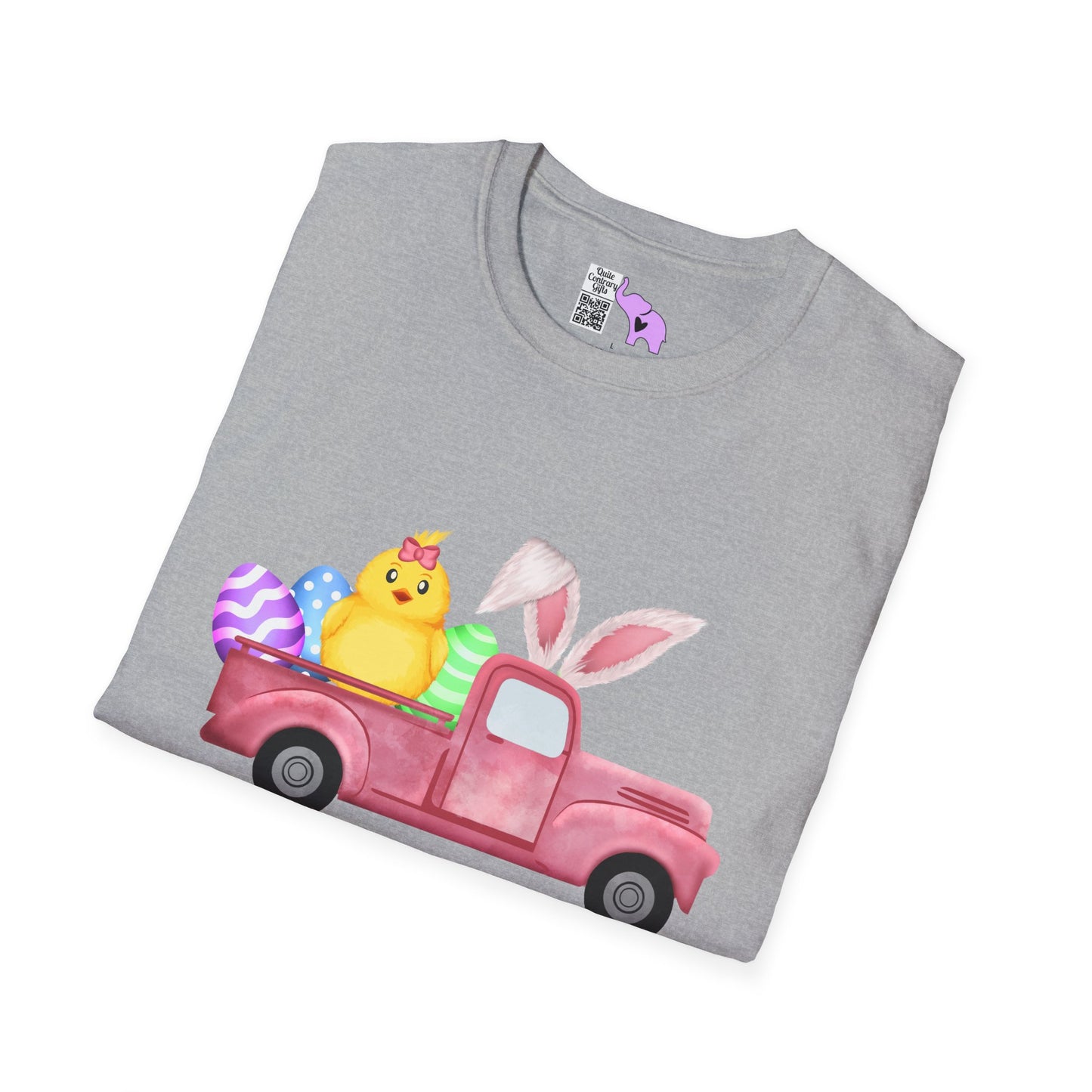 Easter Chick & Eggs In Vintage Truck Adult T-shirt
