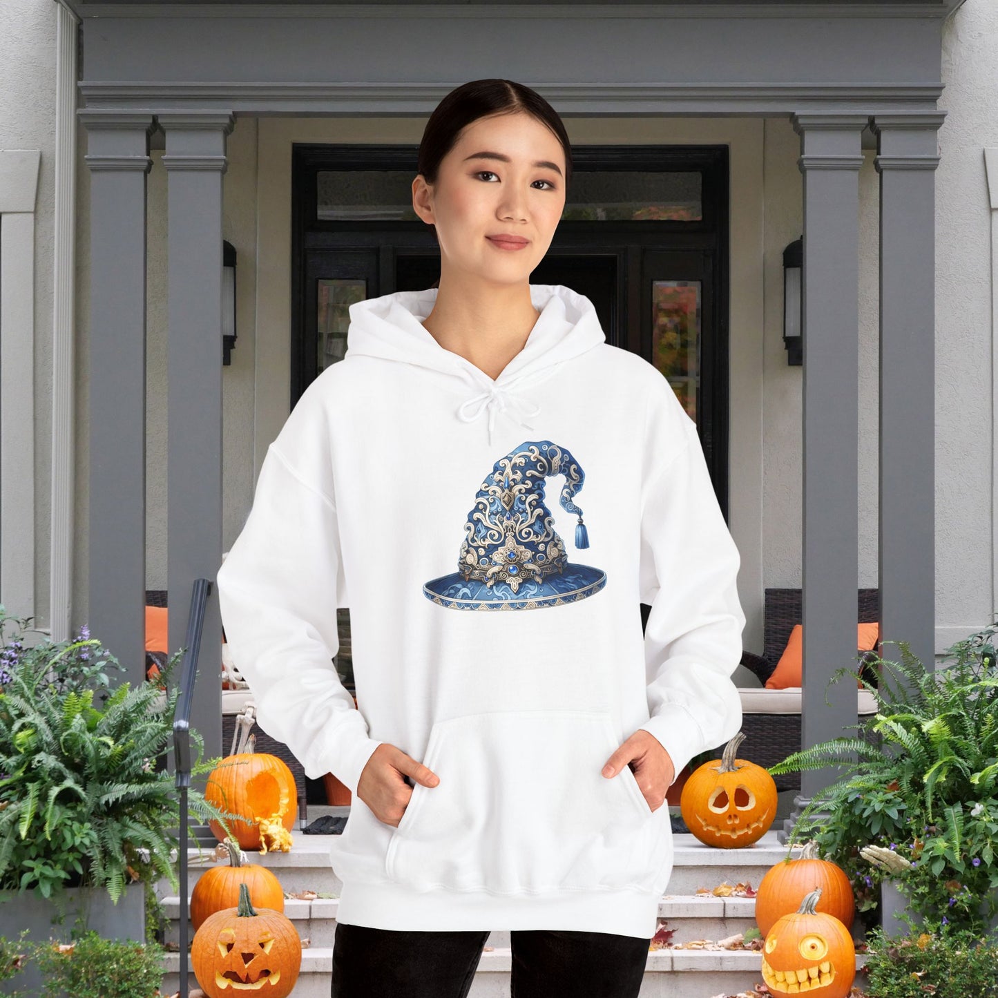 Blue & Silver Witch Hat Heavy Blend™ Hooded Sweatshirt
