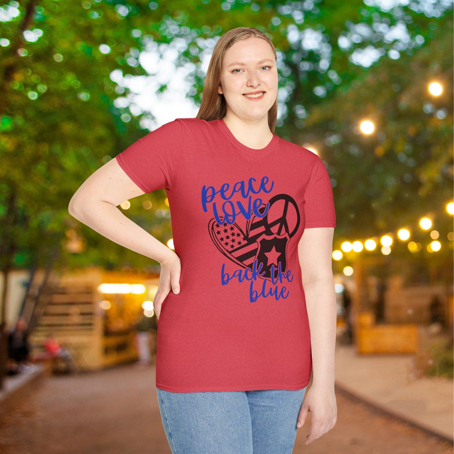 Peace Love Back The Blue Adult T-shirt