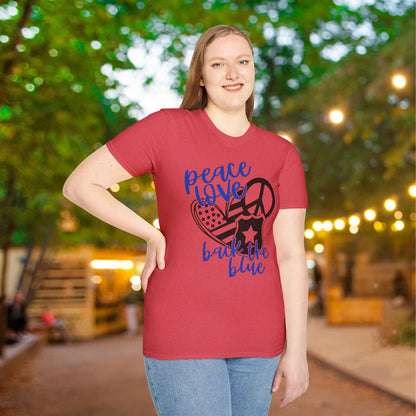 Peace Love Back The Blue Adult T-shirt