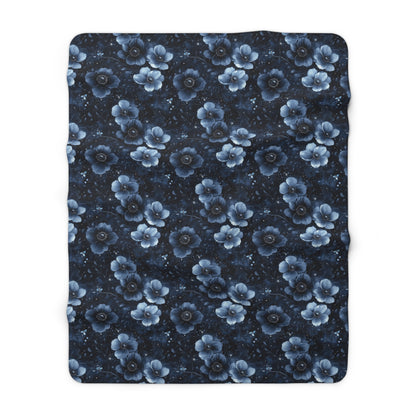 Midnight Blossoms Sherpa Fleece Blanket