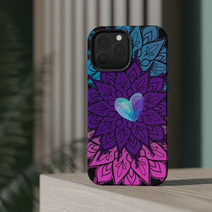 Colorful Mandala w/Heart MagSafe® Compatible Tough Case for iPhone