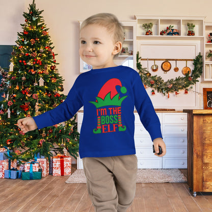 I'm The Boss Elf Toddler Long Sleeve Tee