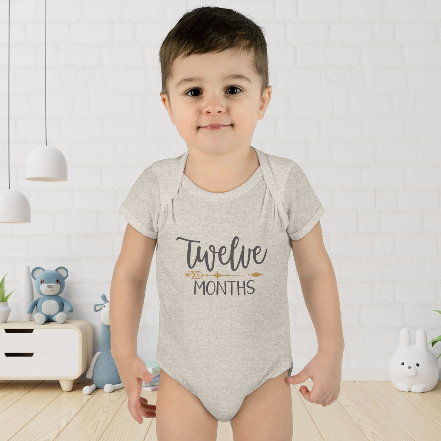 Golden Arrow Milestone Baby Bodysuit-Twelve Months