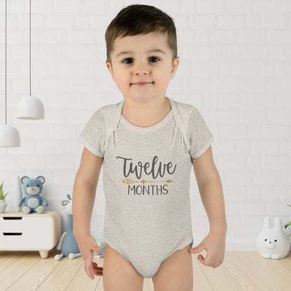 Golden Arrow Milestone Baby Bodysuit-Twelve Months