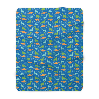 Dinosaurs on Blue Sherpa Fleece Blanket