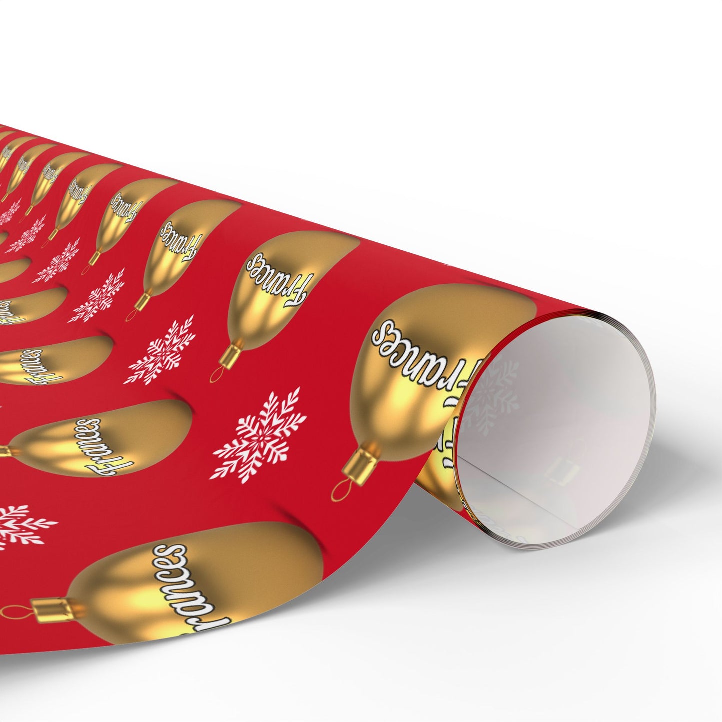 Gold Ornament Red Background Custom Wrapping Paper (Frances)