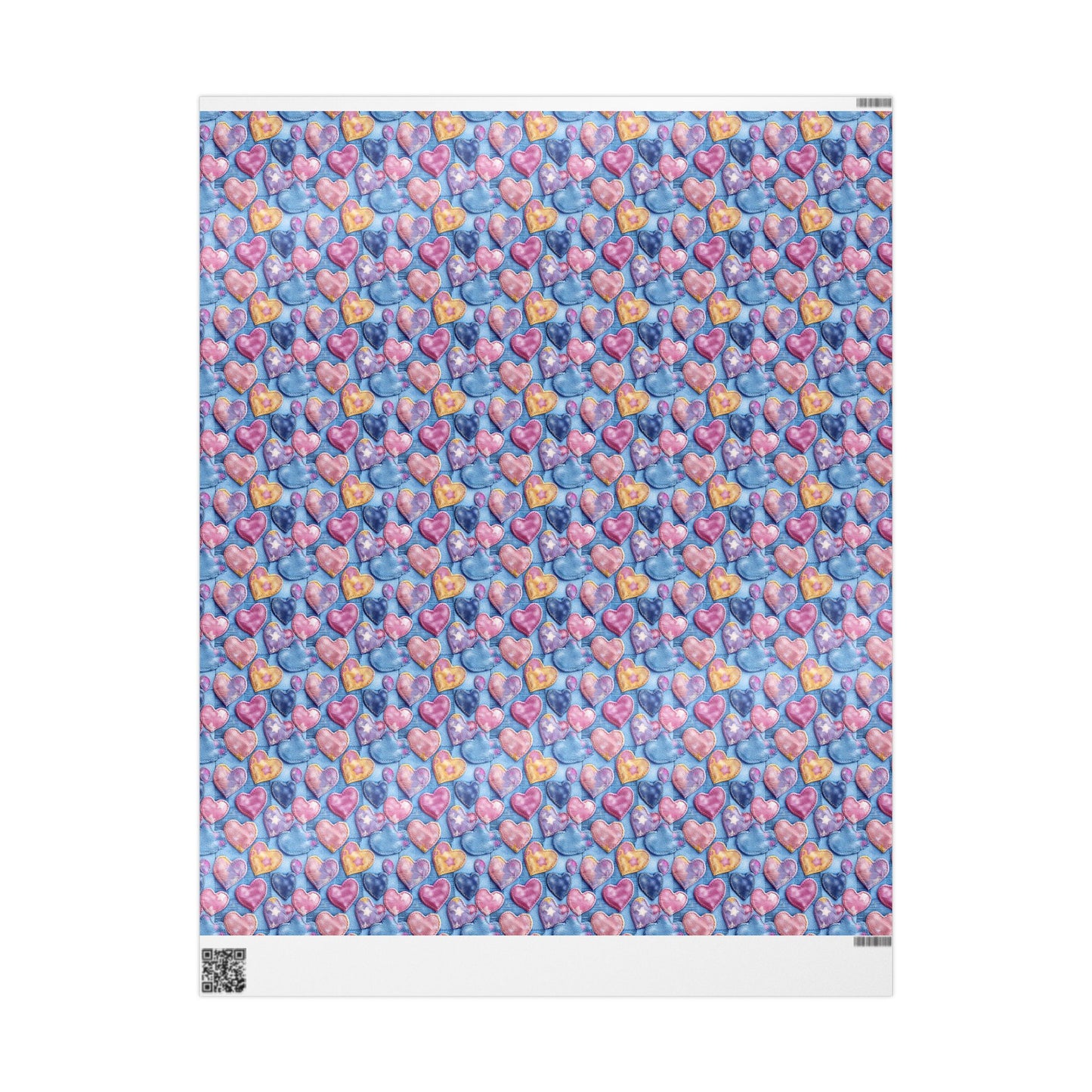 Color Pop Stitched Hearts Wrapping Paper