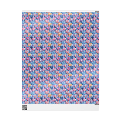 Color Pop Stitched Hearts Wrapping Paper