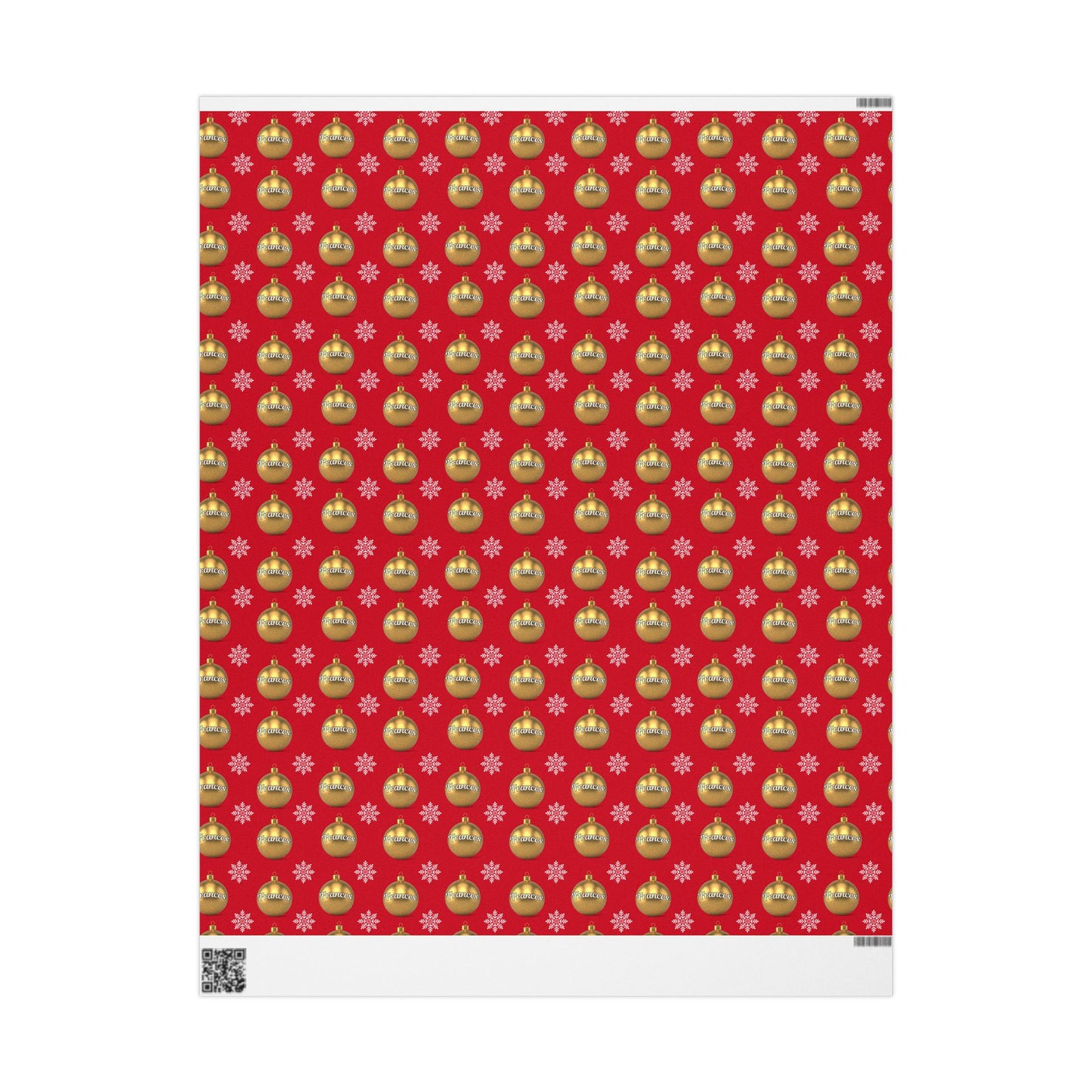Gold Ornament Red Background Custom Wrapping Paper (Frances)