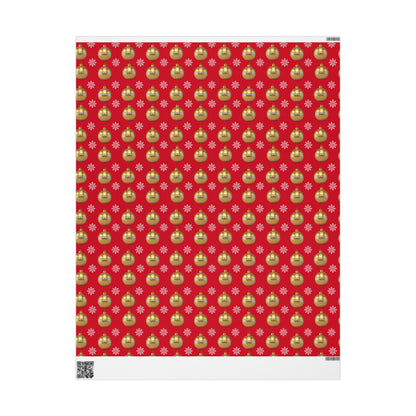 Gold Ornament Red Background Custom Wrapping Paper (Frances)