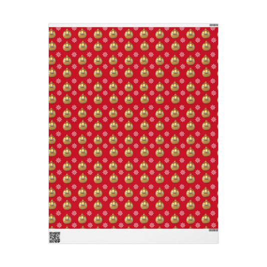 Gold Ornament Red Background Custom Wrapping Paper (Frances)