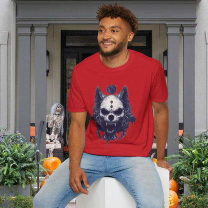 Creepy Skull Wolf Adult T-shirt
