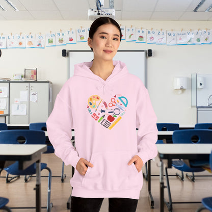 School Supply Heart Heavy Blend™ Hooded Sweatshirt