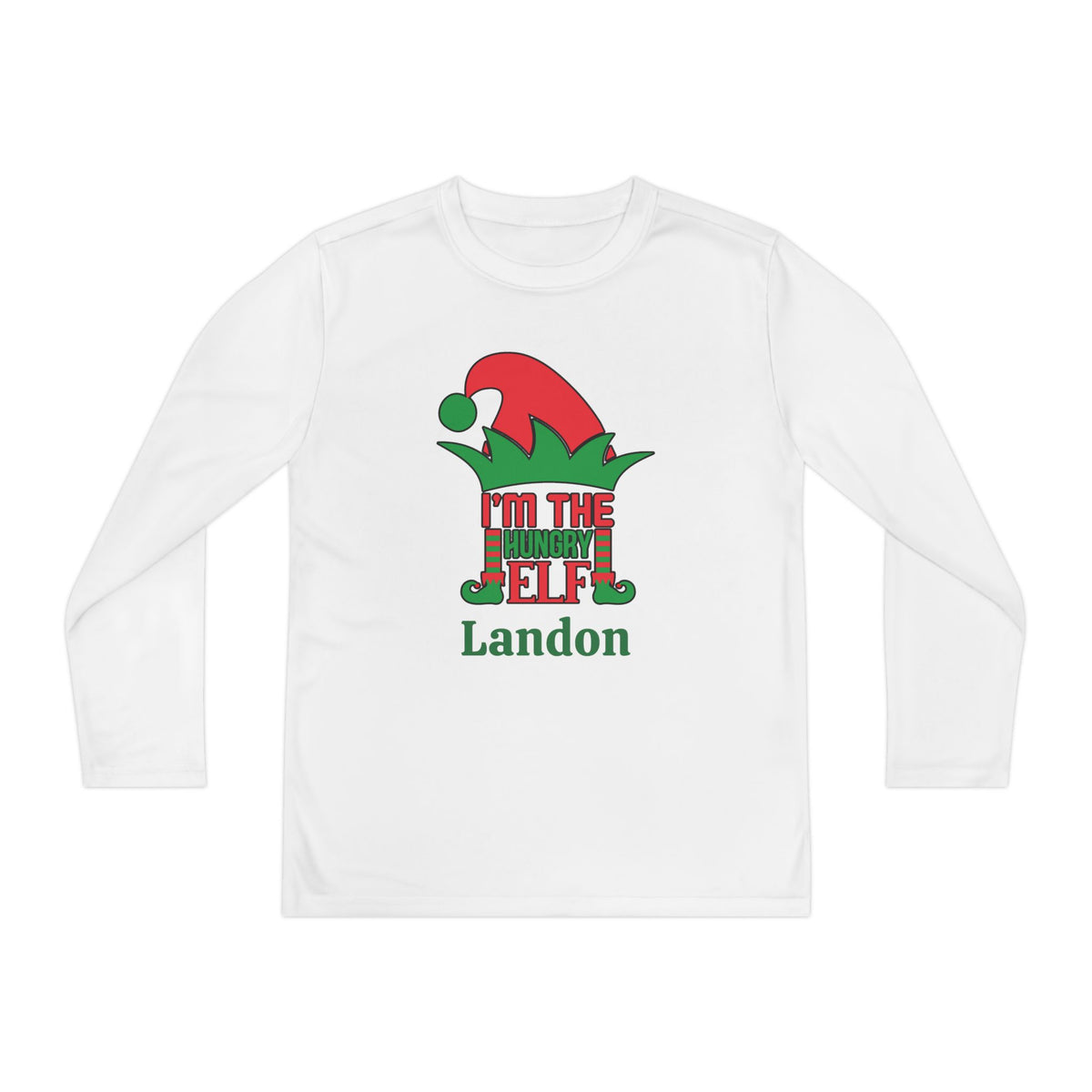 I'm The Hungry Elf Personalized Youth Long Sleeve Tee