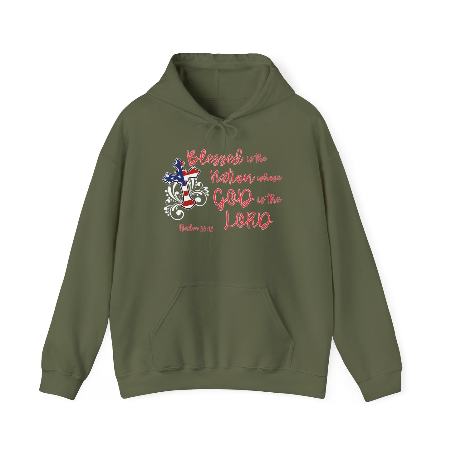 Blessed Is The Nation Whose God Is The Lord Heavy Blend™ Hooded Sweatshirt