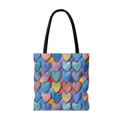 Color Pop Leather Hearts Canvas Tote Bag