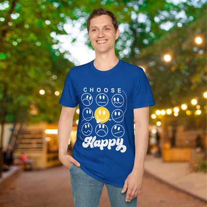 Choose Happy Smiley Faces Adult T-shirt