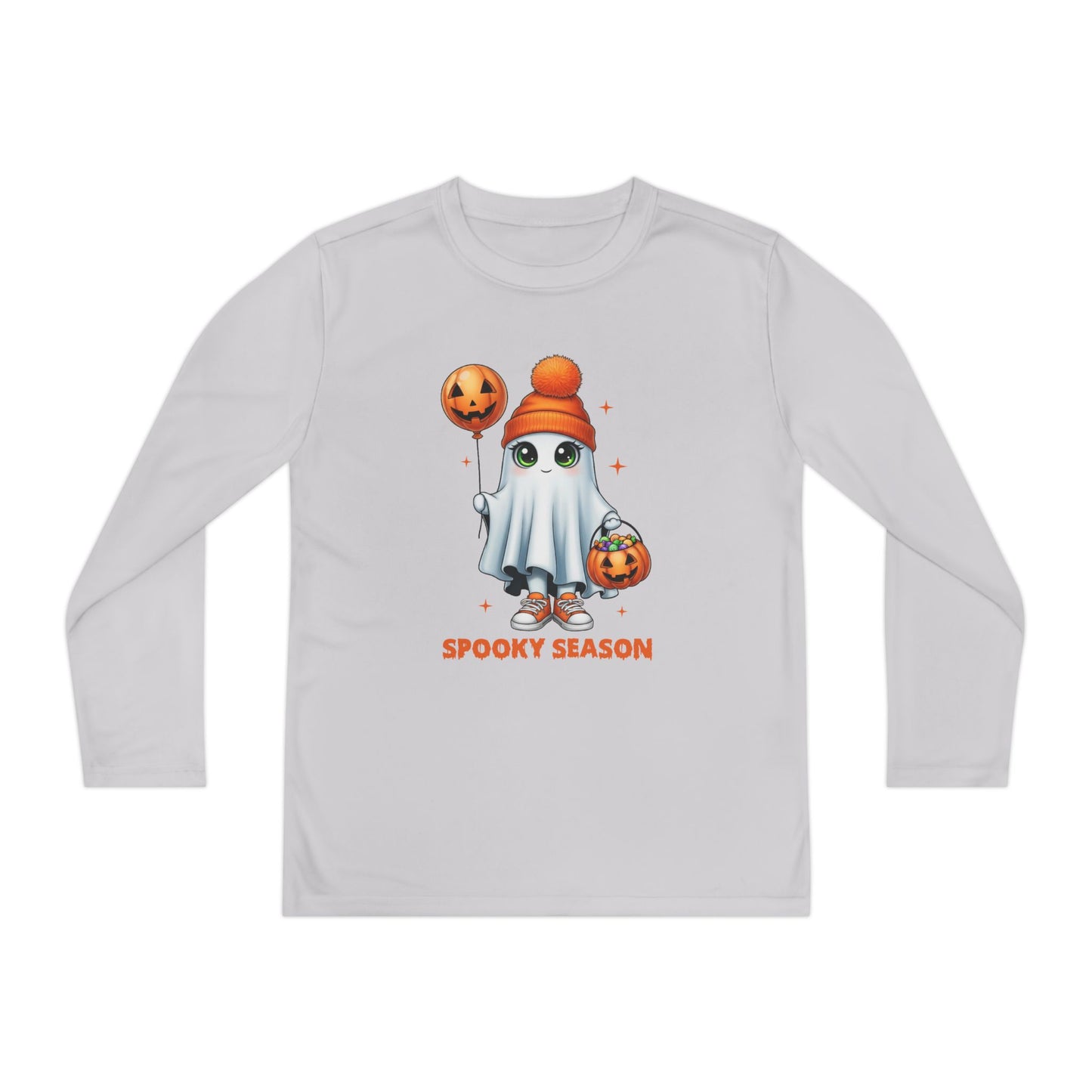 Spooky Season Ghost Trick-or-Treater Youth Long Sleeve Tee
