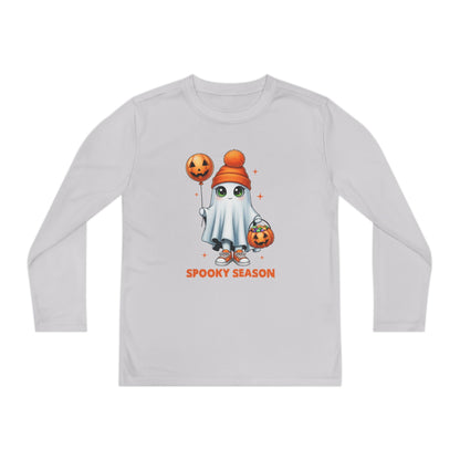 Spooky Season Ghost Trick-or-Treater Youth Long Sleeve Tee
