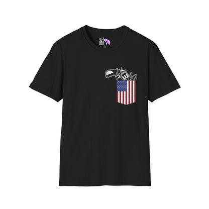 American Flag Pocket Gun Adult T-shirt